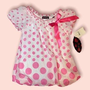 Pink polka dot frilly toddler dress 🌸 size 3t